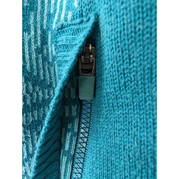 Athleta Full Zip Retro Ski Sweater w/Pockets | Women's Size M | Teal Blue - Picture 5 of 13